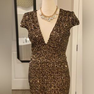 Dress the population gold brown sequin dress. Size XL